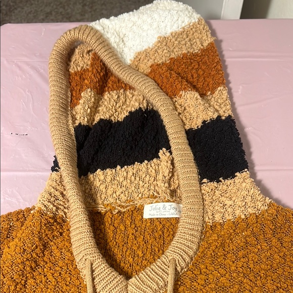 Striped Hooded Drawstring Sweater - Picture 3 of 5